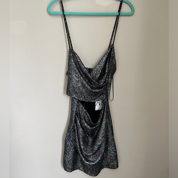 Zara multicolour Sparkly Mini Dress with cut out detail - Picture 2 of 7